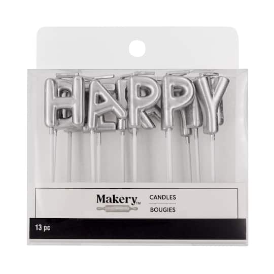 Silver Happy Birthday Candles Set by Makery™